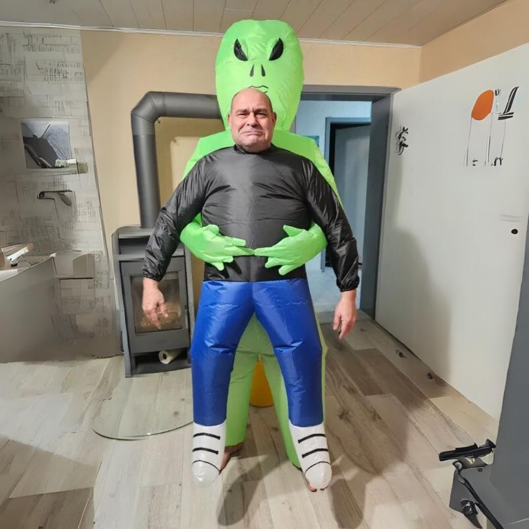 Alien® - Opblaasbaar buitenaards kostuum