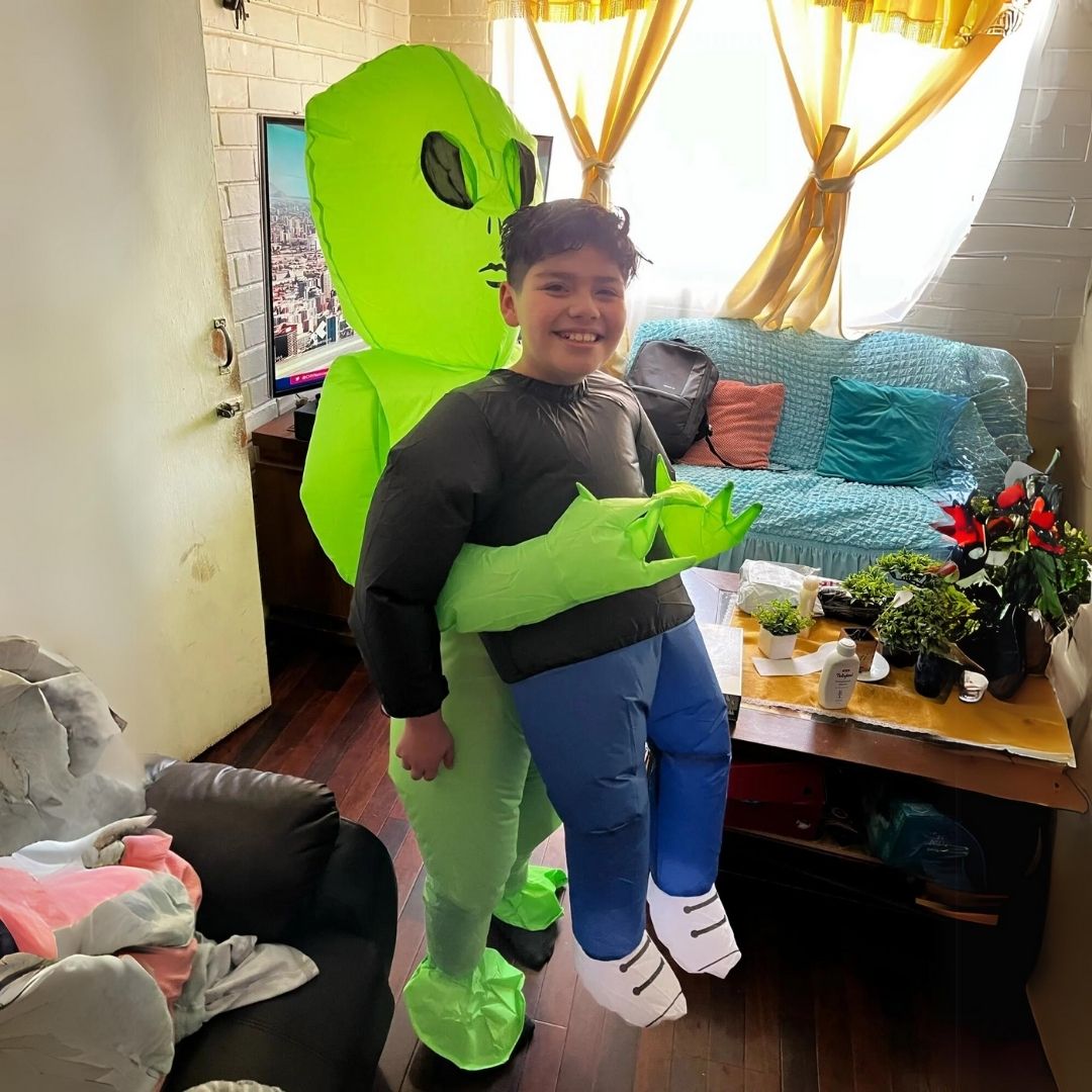 Alien® - Opblaasbaar buitenaards kostuum